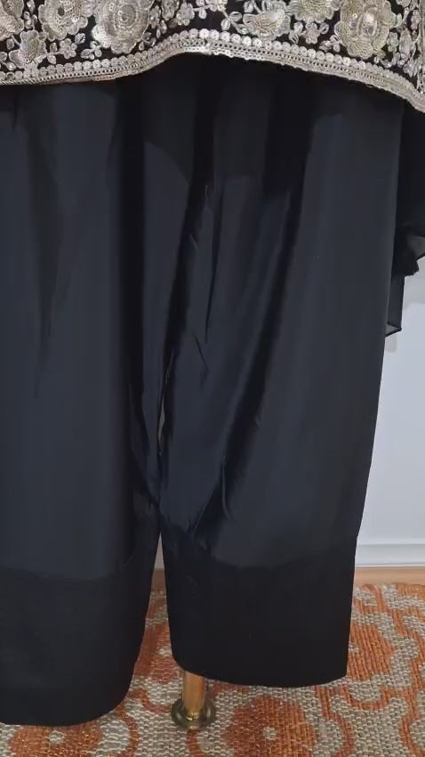 Black suit with sliver print