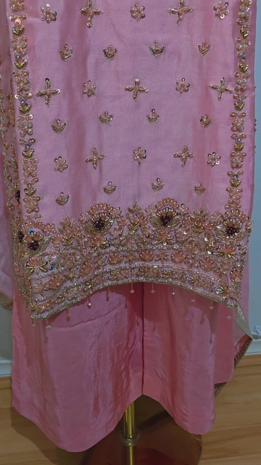 Blush Pink Gold Embroidered 3 Piece Suit