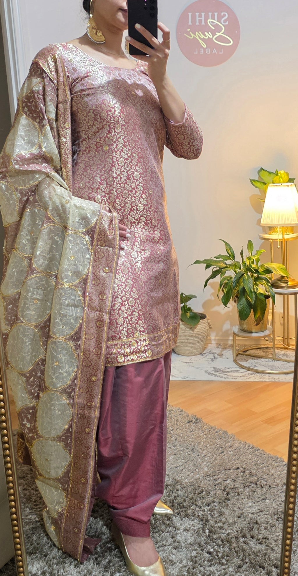Traditional onion pink salwar suit