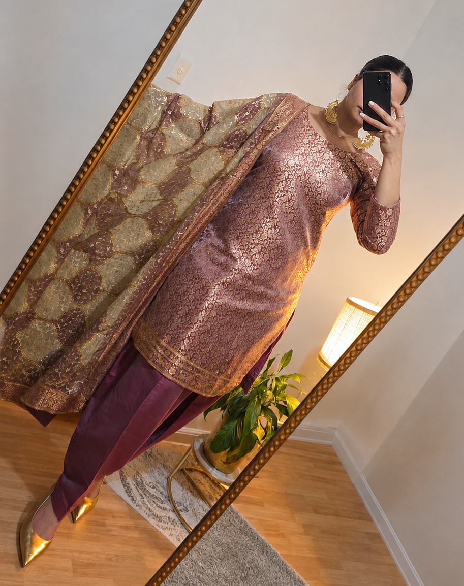 Traditional onion pink salwar suit