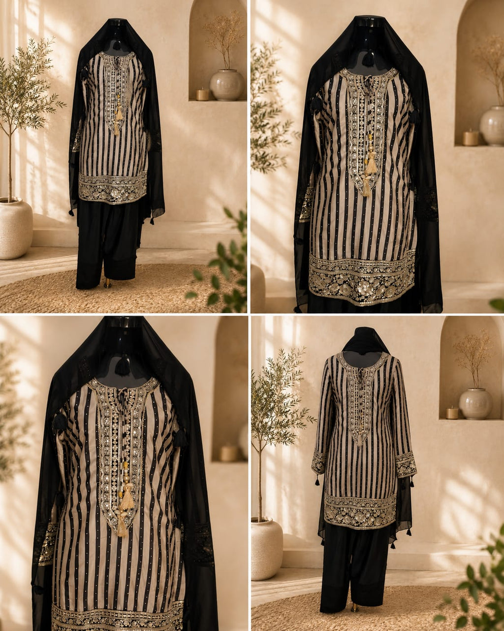 Black suit with sliver print