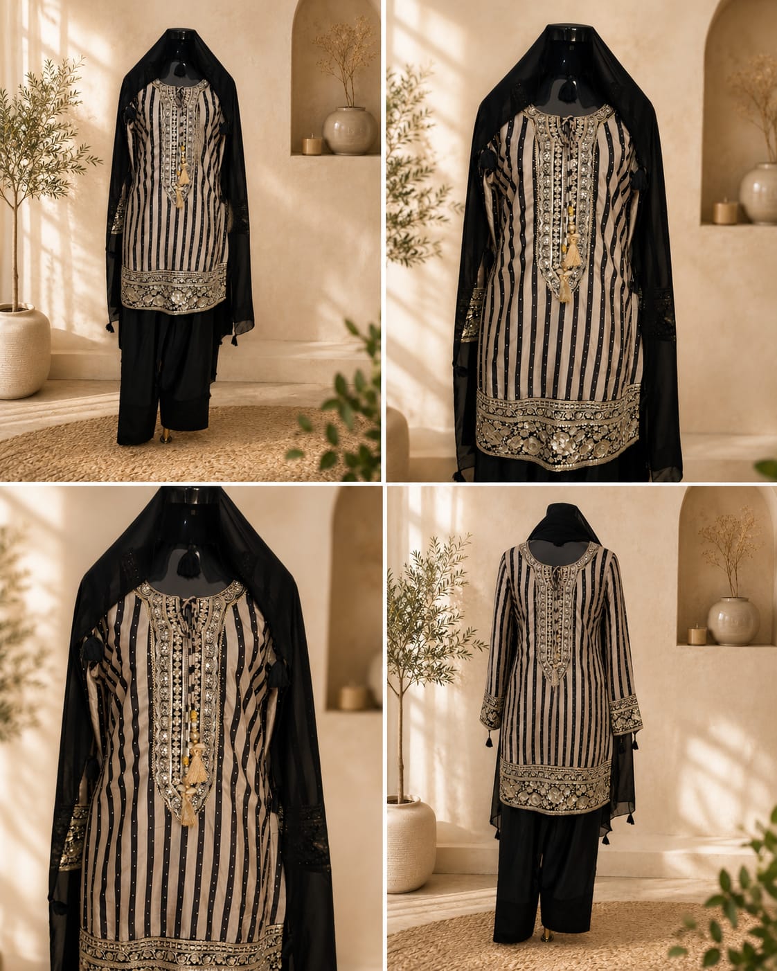Black suit with sliver print