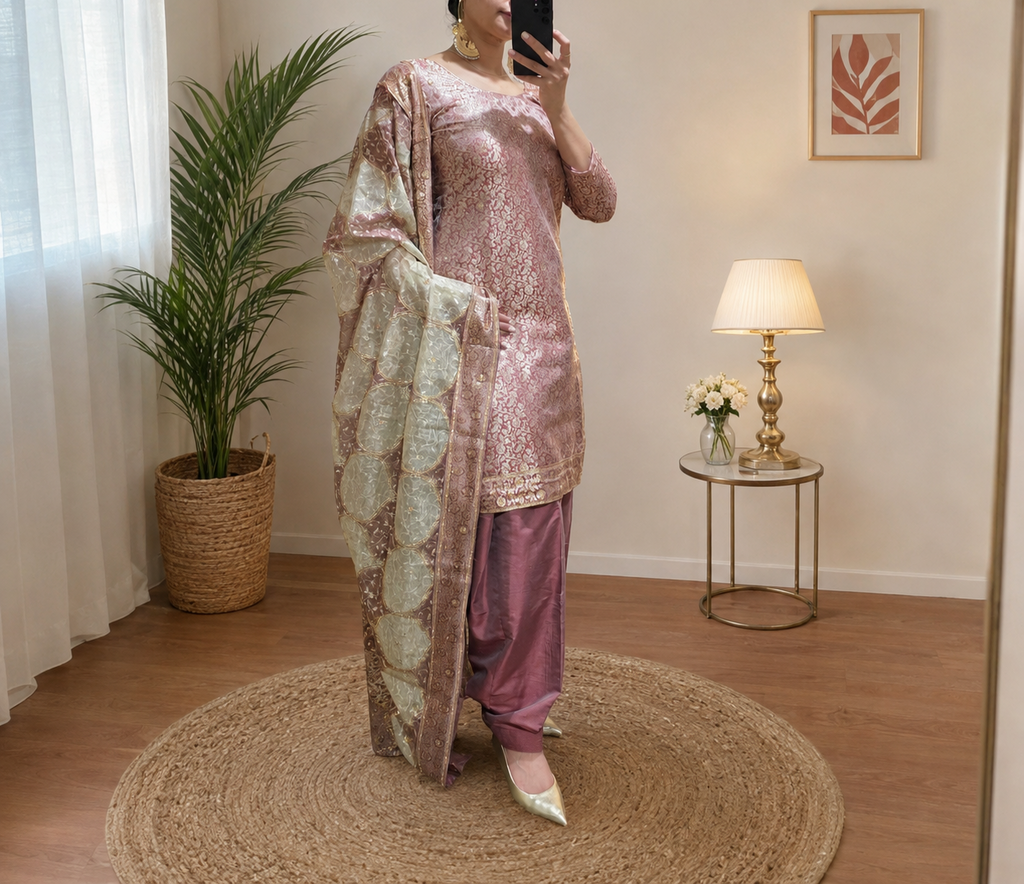 Traditional onion pink salwar suit