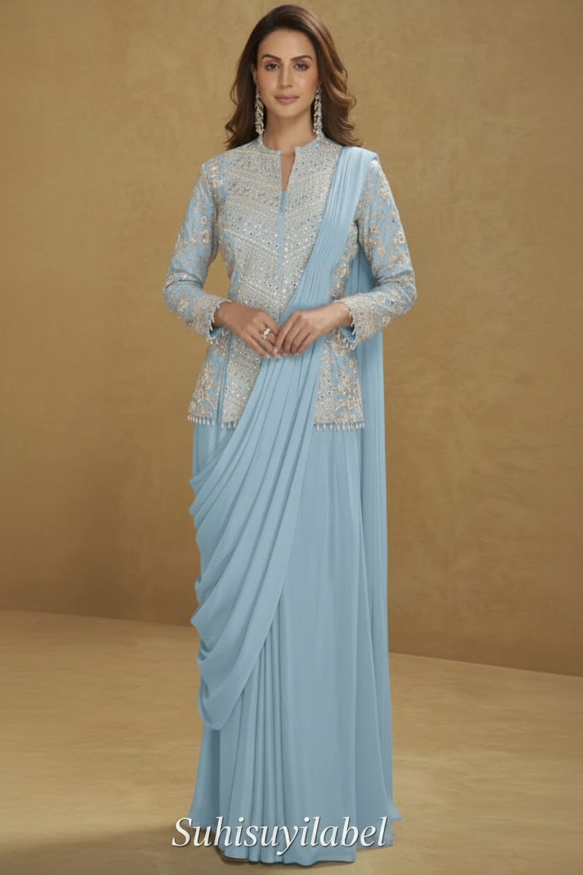 Designer Ready-to-Wear Saree Pre-Stitched Saree   (Customise 38 to 42 inches)