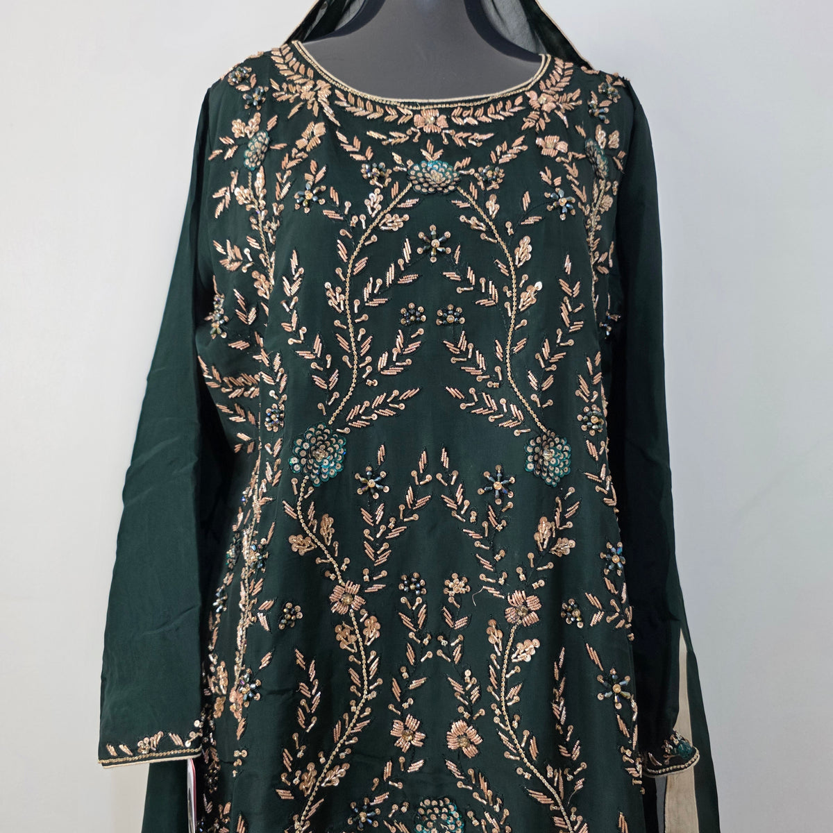 Bottle green pakistani style suit