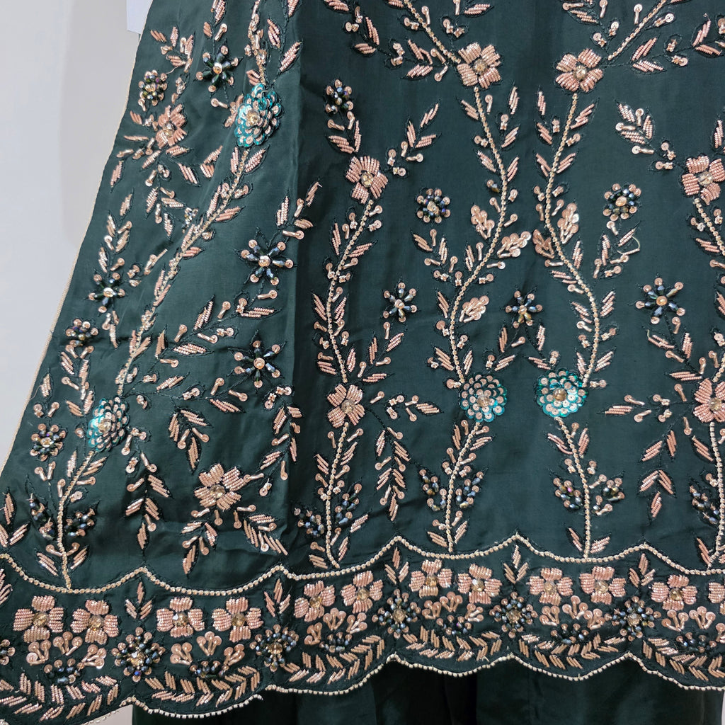Bottle green pakistani style suit