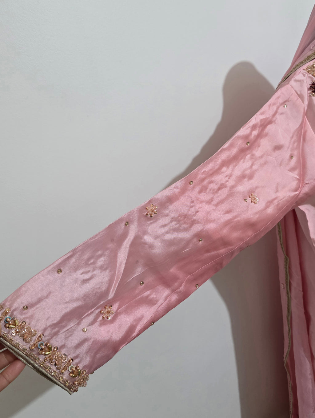 Blush Pink Gold Embroidered 3 Piece Suit