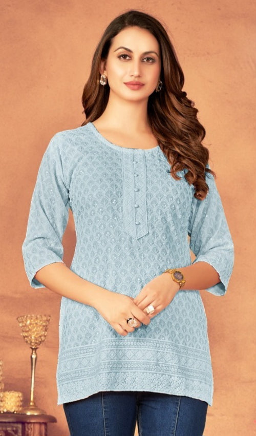 Elegant chikankari embroidery kurtis