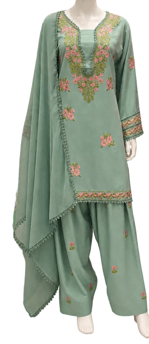Hand embroidered Pure Lawn suit