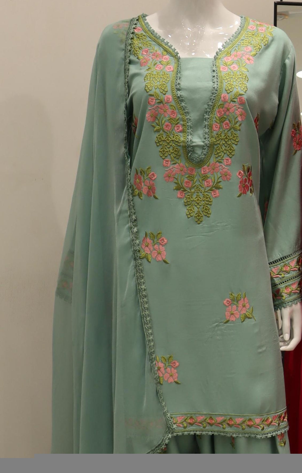 Hand embroidered Pure Lawn suit