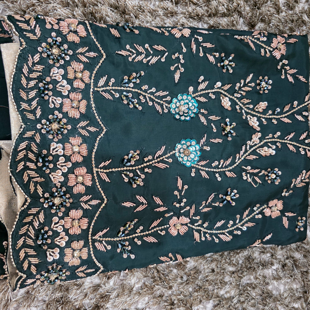 Bottle green pakistani style suit