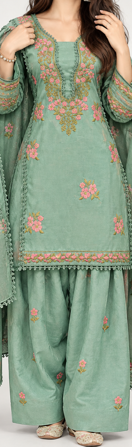 Hand embroidered Pure Lawn suit