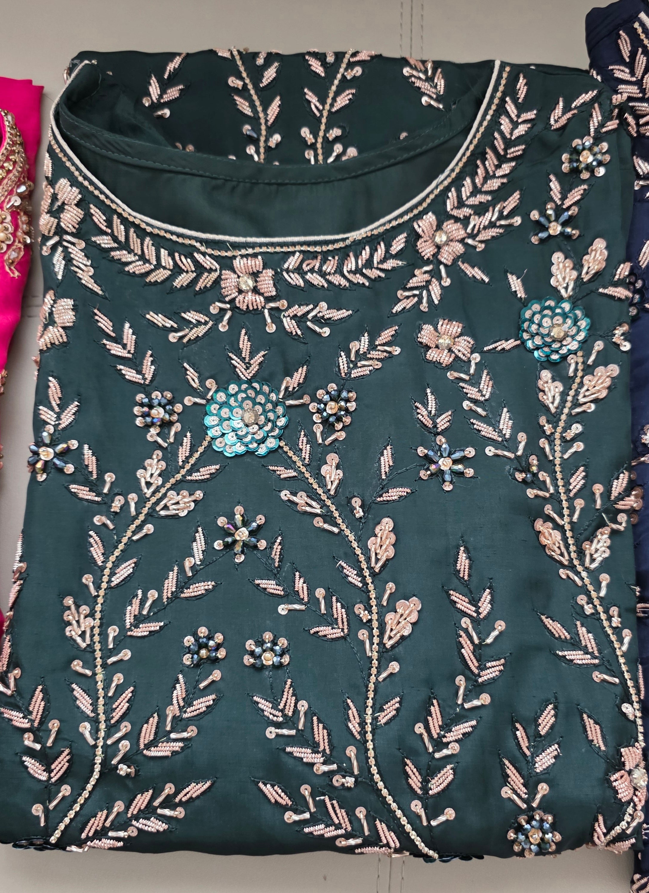 Bottle green pakistani style suit