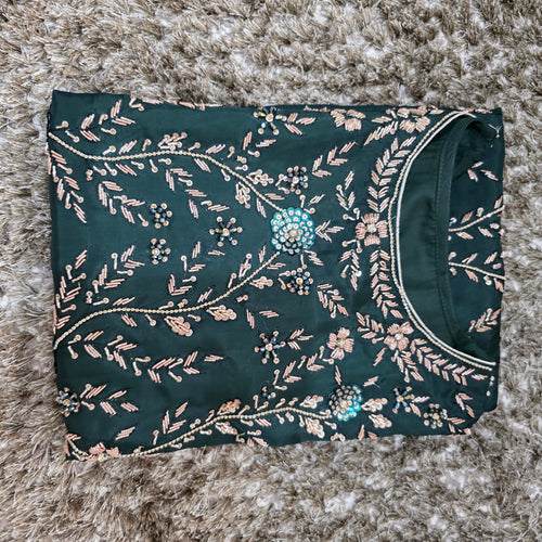 Bottle green pakistani style suit
